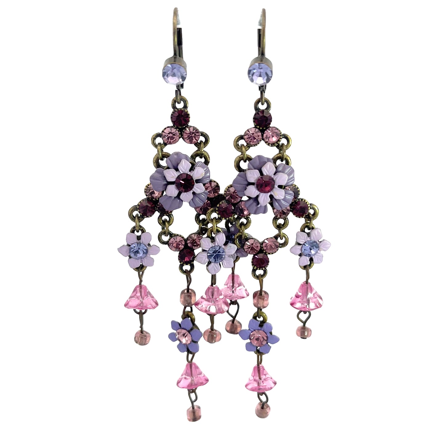 Load image into Gallery viewer, Purple Flower Chandelier Earrings - Born To Glam
