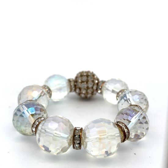 Iridescent Crystal Spheres Stretch Bracelet - Born To Glam