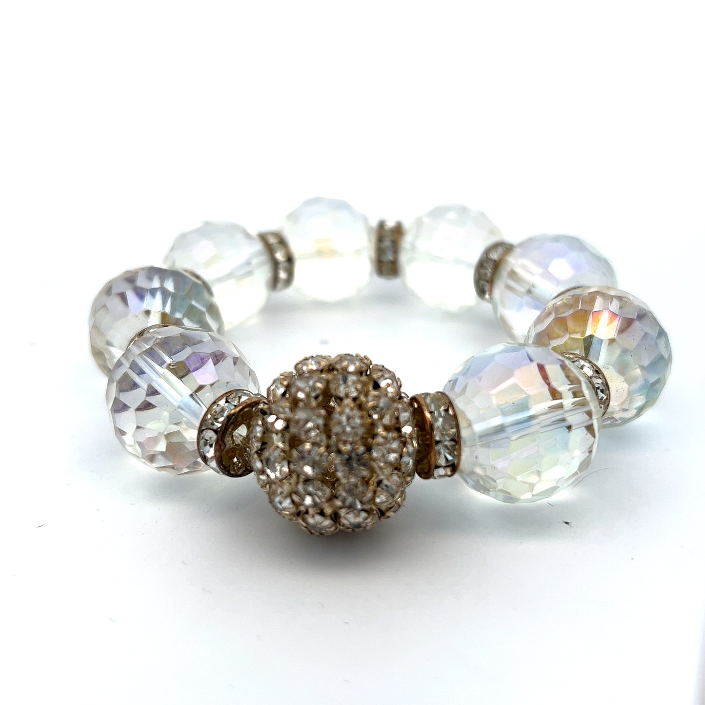 Iridescent Crystal Spheres Stretch Bracelet - Born To Glam
