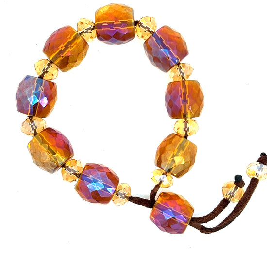 Load image into Gallery viewer, Honey Crystal Suede Cord Adjustable Bracelet - Born To Glam
