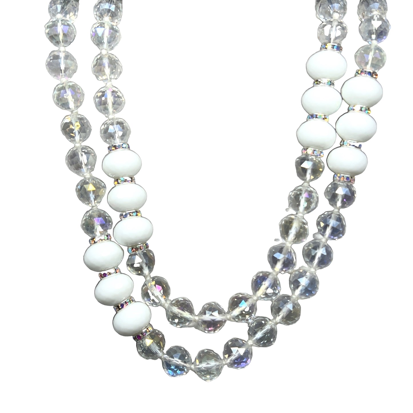 Sunstone & Iridescent Crystal Gemstone Long Necklace