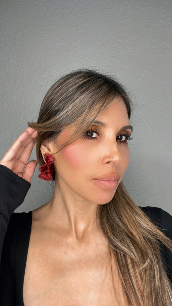 Red Small Ruffle Hoops - Born To Glam