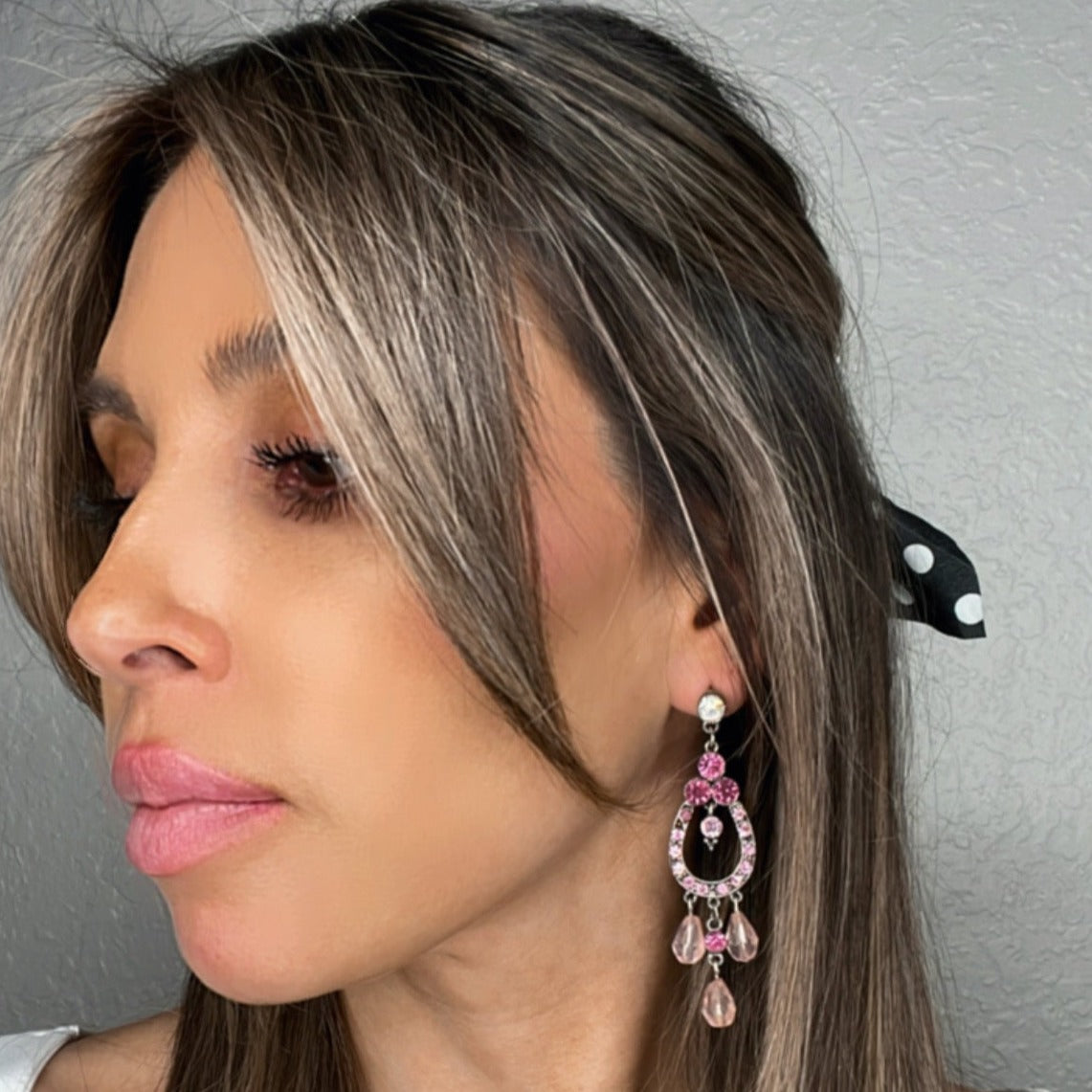 Pink Crystal Dangle Earring
