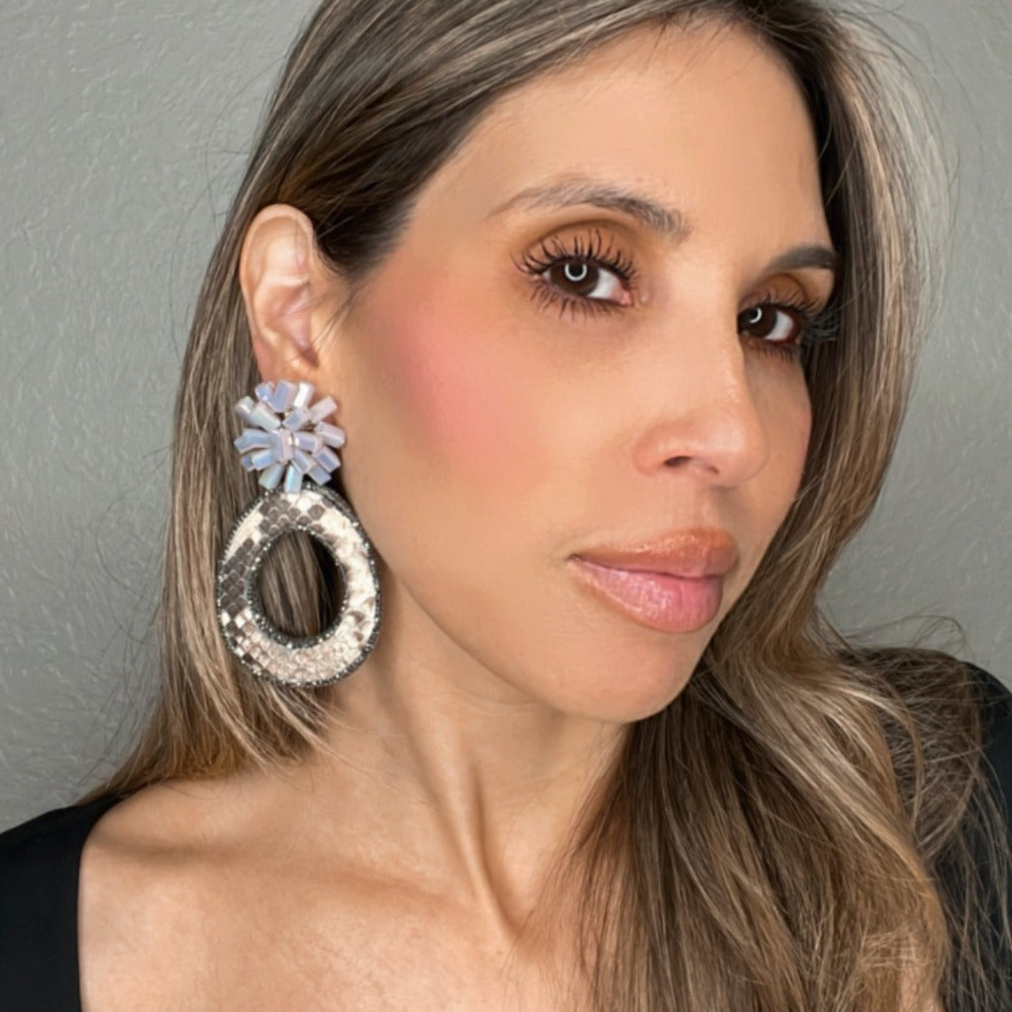 Orchid Python Sterling Silver Statement Earrings - Born To Glam
