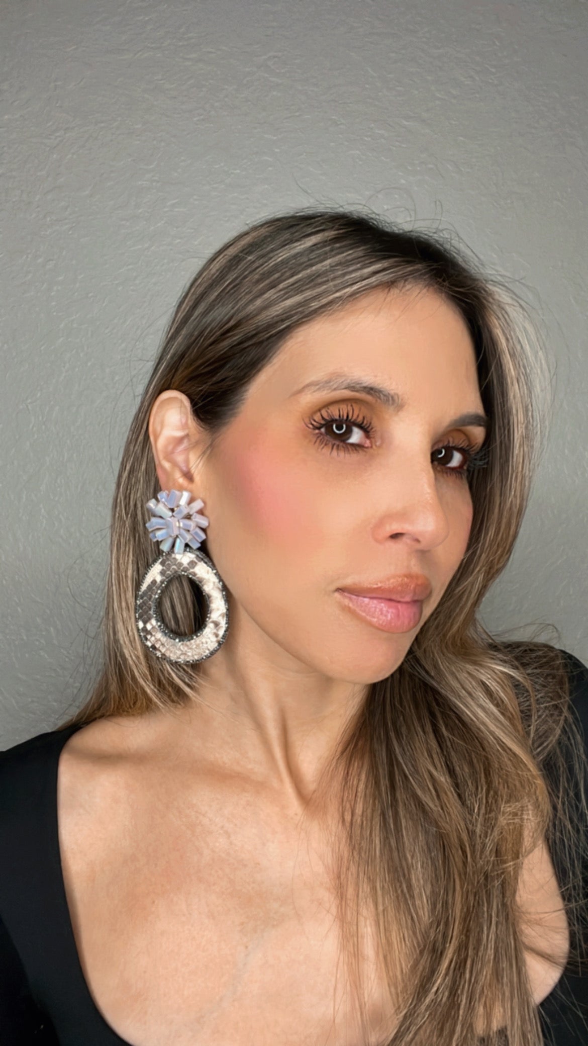 Load image into Gallery viewer, Orchid Python Sterling Silver Statement Earrings - Born To Glam
