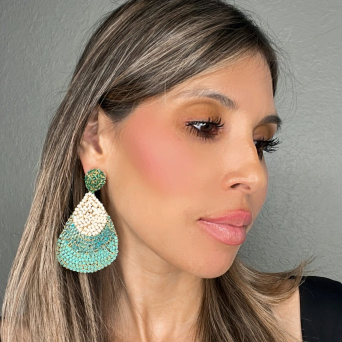 Green and Turquoise Teardrop Earring - Born To Glam