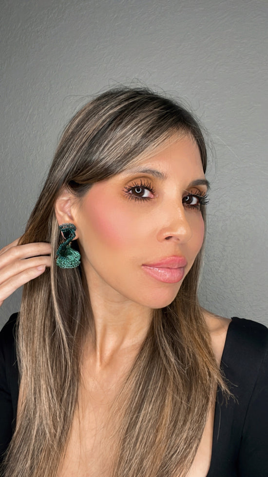 Green, Teal & Brown Small Ruffle Hoops - Born To Glam