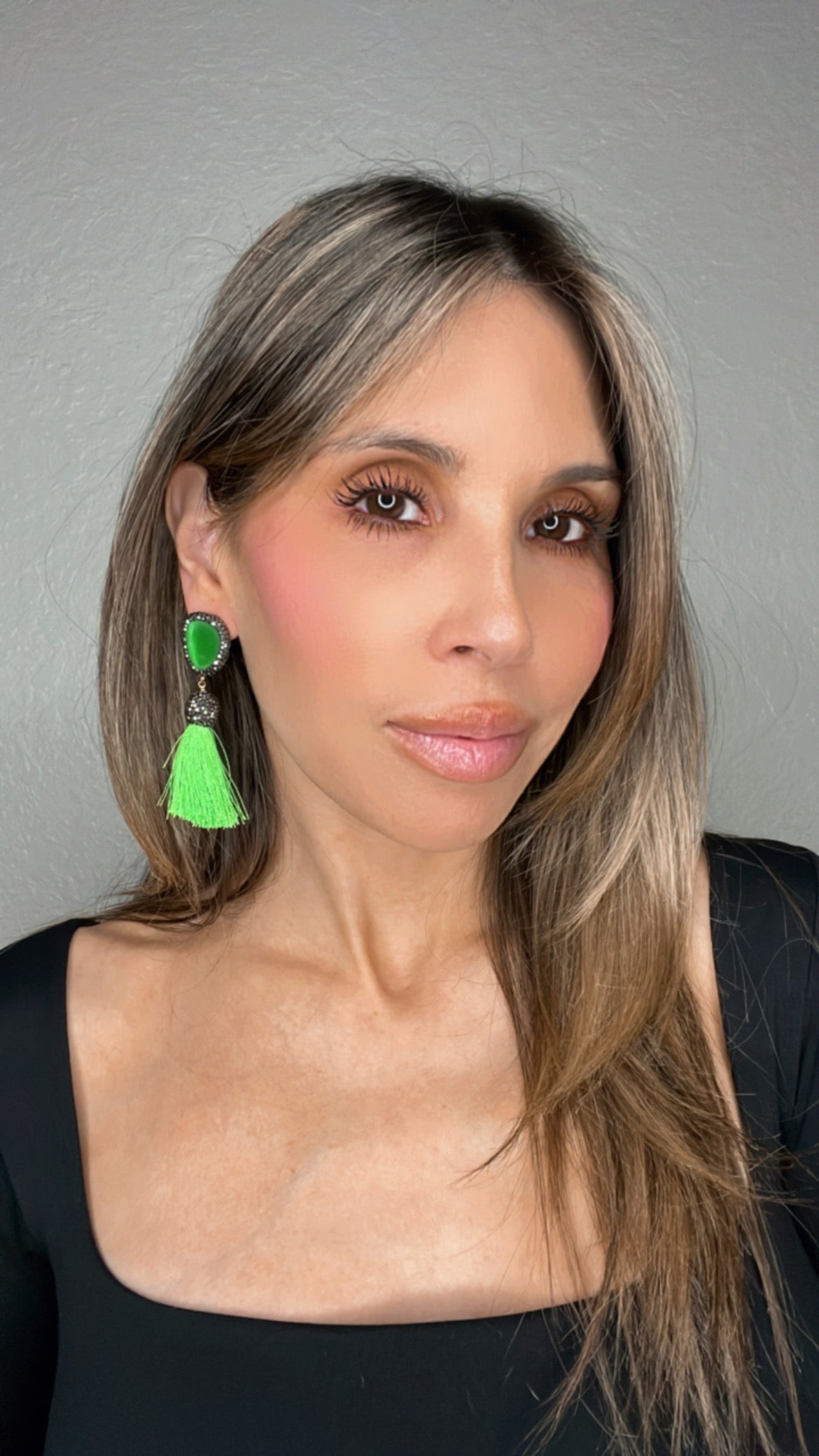 Load image into Gallery viewer, Lime Green Tassel Earring - Born To Glam
