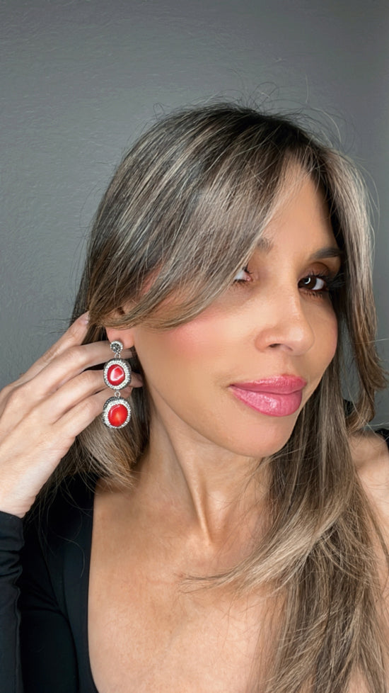 Load image into Gallery viewer, Red Coral Gemstone Earring - Born To Glam
