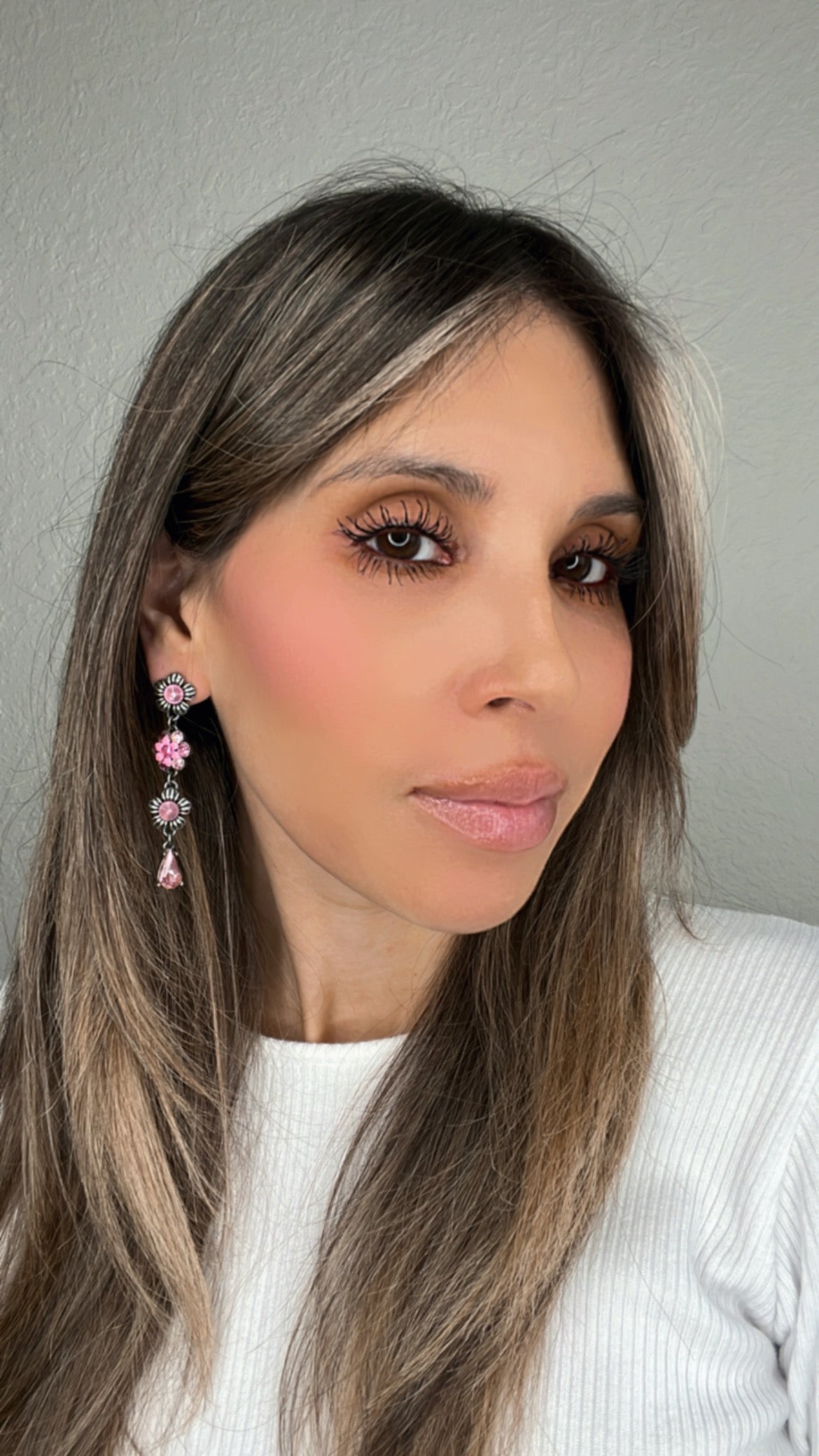 Pink Floral Long Earring - Born To Glam