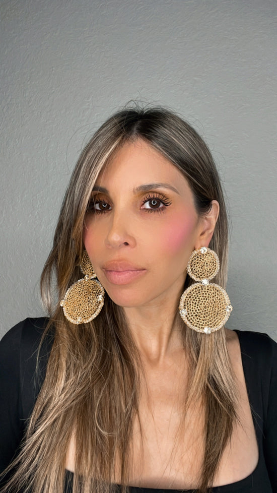 Gold & Crystal Large Statement Earring - Born To Glam