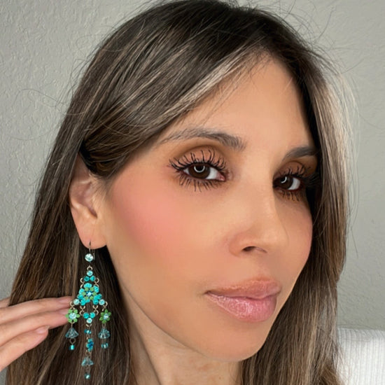 Turquoise Floral Chandelier Earring - Born To Glam