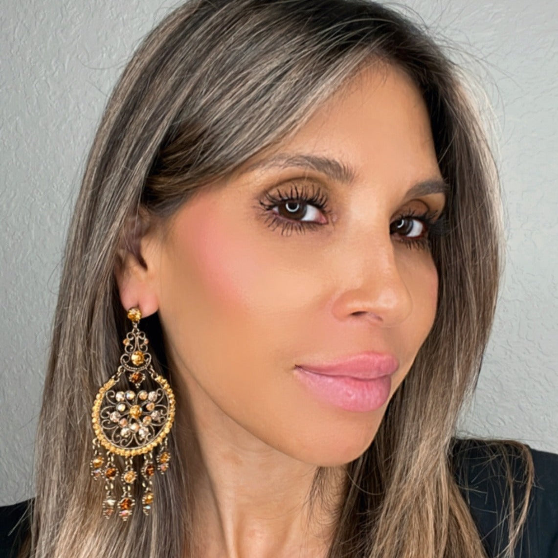 Amber Iridescent Chandelier Earring - Born To Glam