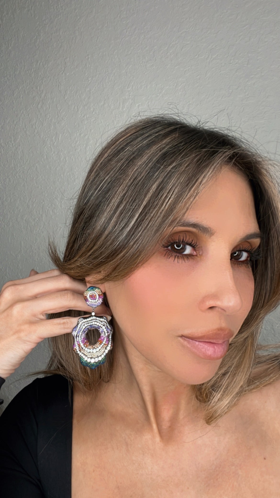Multicolor Sterling Silver & CZ Crystal Statement Earring - Born To Glam