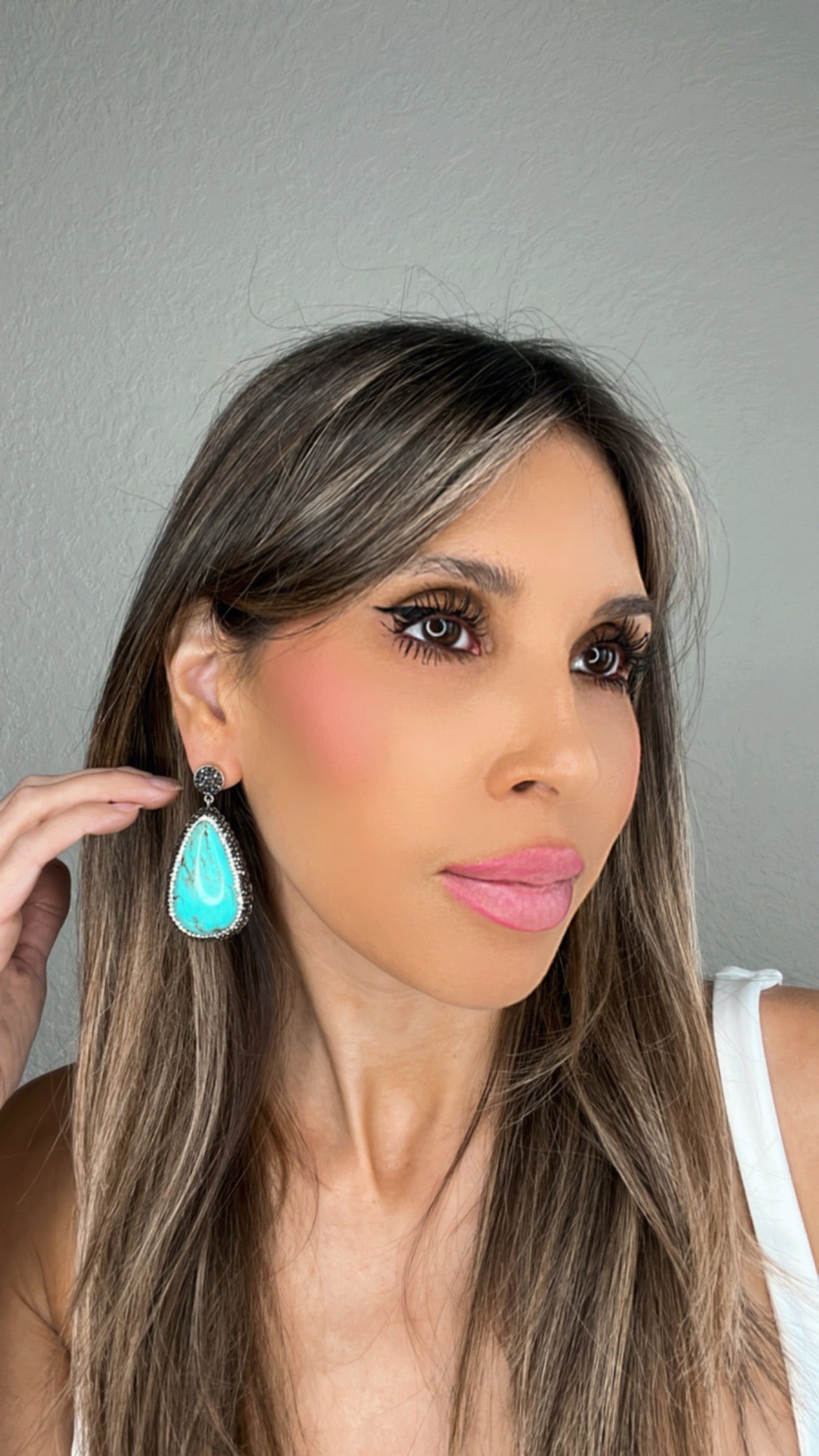 Turquoise and Crystal Sterling Silver Earring - Born To Glam
