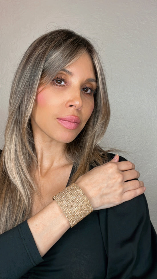 Large Gold Statement Crystal Cuff - Born To Glam