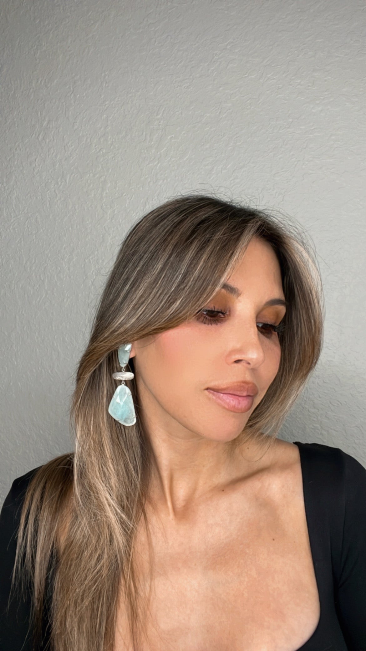 Blue Lace Agate Sterling Silver Statement Earring - Born To Glam