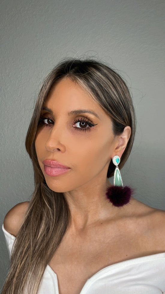 Load image into Gallery viewer, Mint Winterland Fur Multicolor Earrings - Born To Glam
