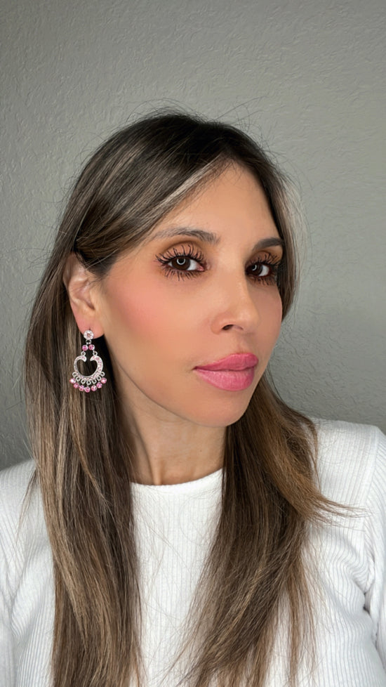 Pink Flirty Crystal Chandelier Earring - Born To Glam