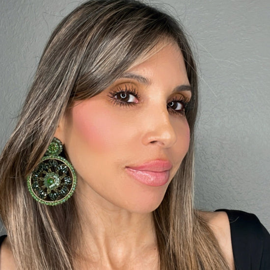 Green Circle Statement Earring - Born To Glam