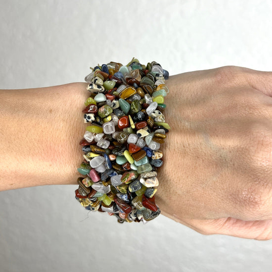 Multi Colored Gemstone Stretch Bracelet - Born To Glam