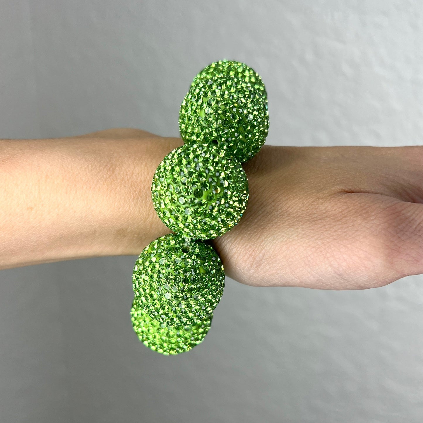 Lime Green Crystal Sphere Stretch Bracelet