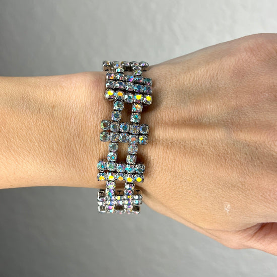 Load image into Gallery viewer, Iridescent Rhinestone Stretch Bracelet - Born To Glam
