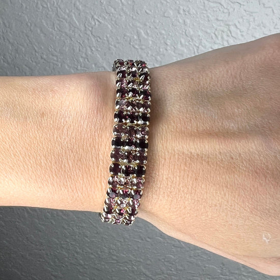 Load image into Gallery viewer, Purple Rhinestone Small Cuff Bracelet - Born To Glam
