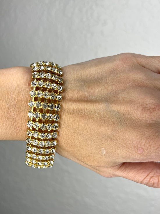 Gold Rhinestone Bracelet - Born To Glam