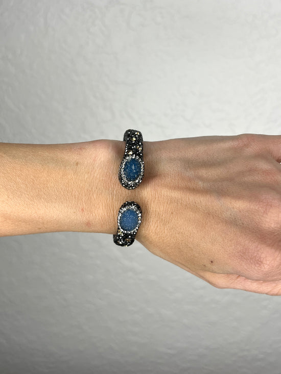 Blue Crystal Prism Gemstone Cuff Bracelet