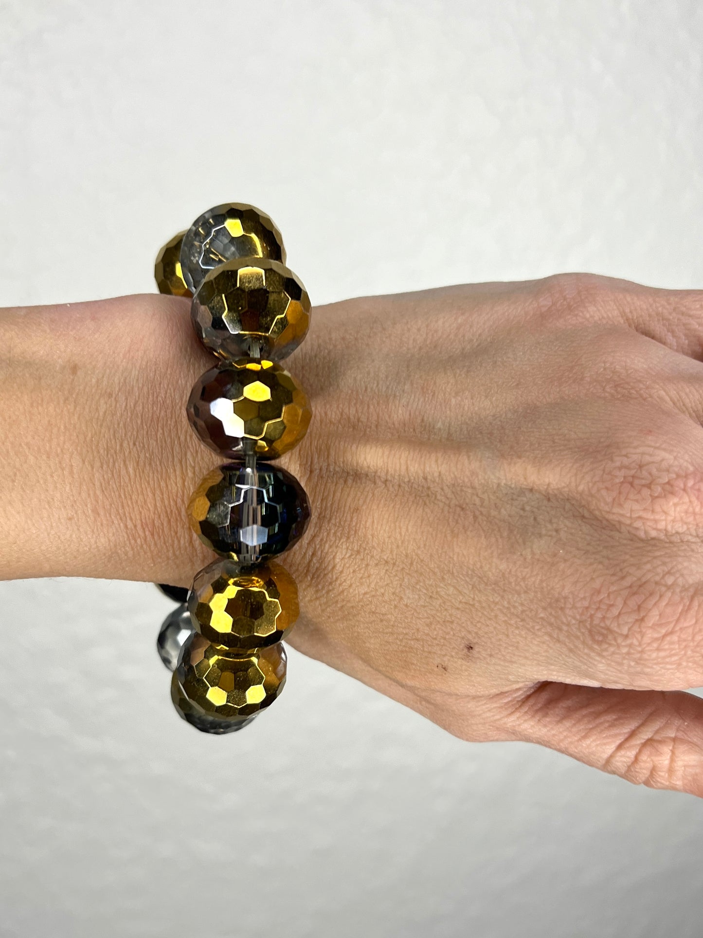 Golden Iridescent Crystal Ball Bracelet