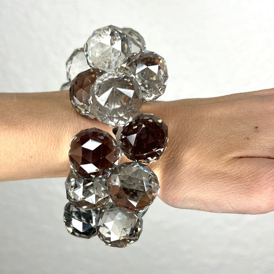 Smoked Silver Faceted Crystal Sphere Ball Bracelet