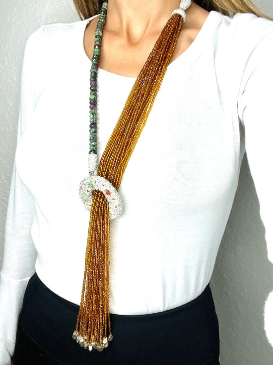 Load image into Gallery viewer, Gold Goddess Versatile Long Statement Lariat Necklace - Born To Glam
