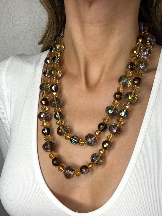 Load image into Gallery viewer, Iridescent Gold Crystal Ball Necklace - Born To Glam
