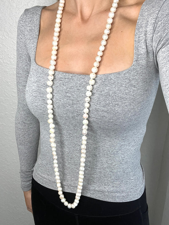 Load image into Gallery viewer, Long Classic Pearl Necklace - Born To Glam
