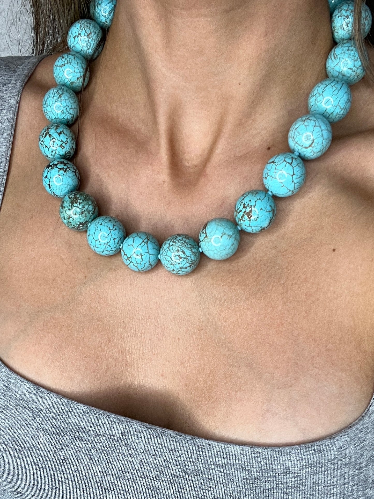 Turquoise Sphere Short Necklace - Born To Glam