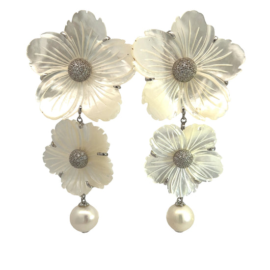 Flowering Pearl Crystal Earring - Born To Glam