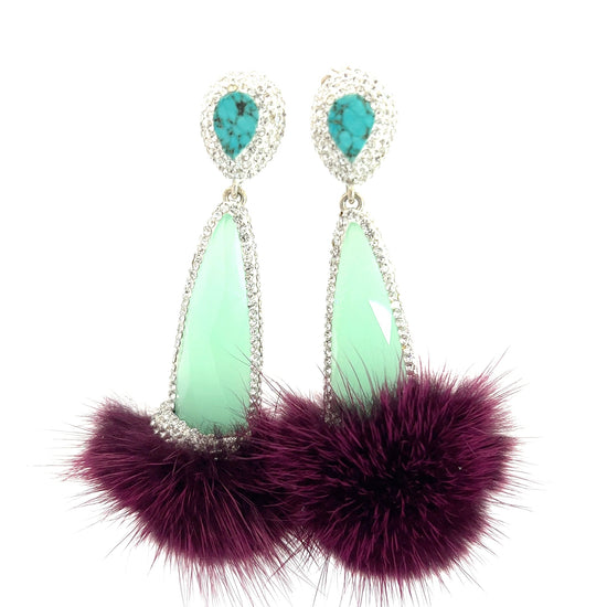 Load image into Gallery viewer, Mint Winterland Fur Multicolor Earrings - Born To Glam
