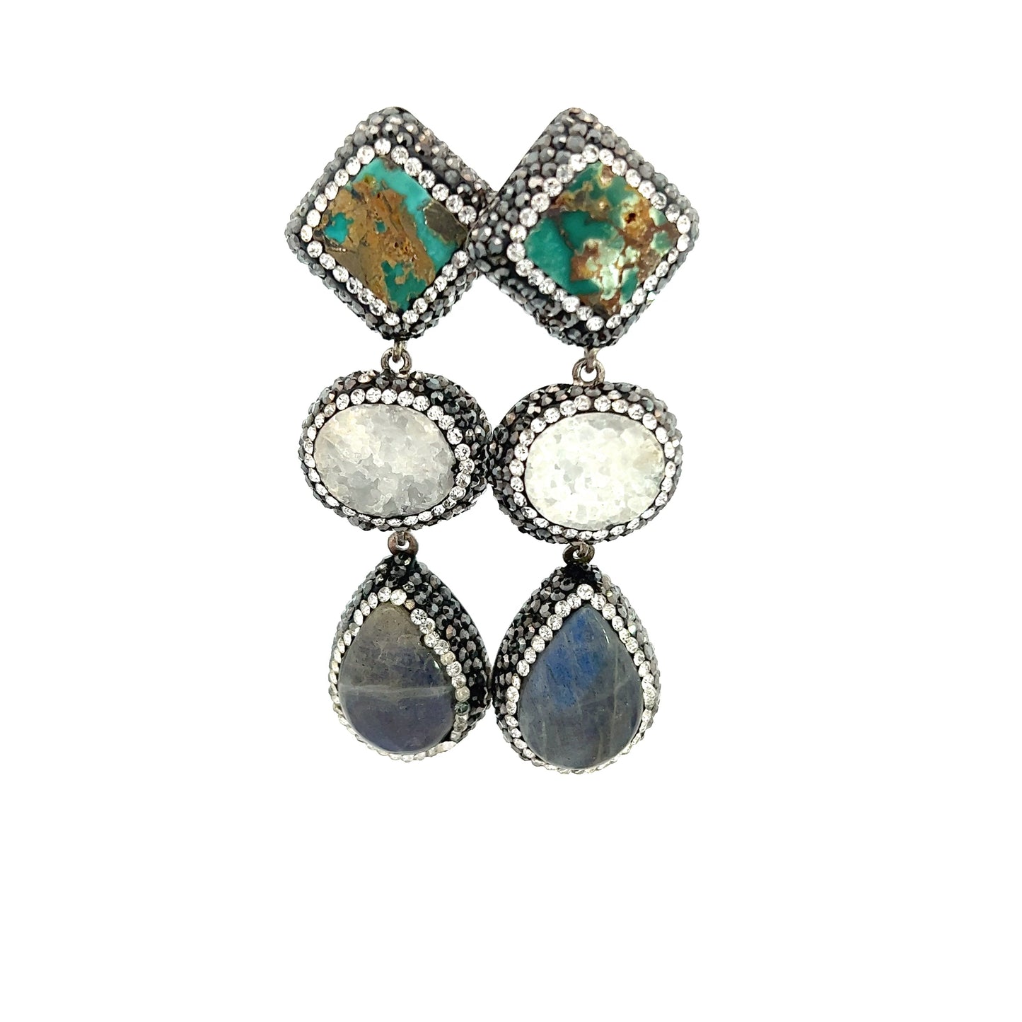 Turquoise Long Gemstone Sterling Silver Earring – Born To Glam
