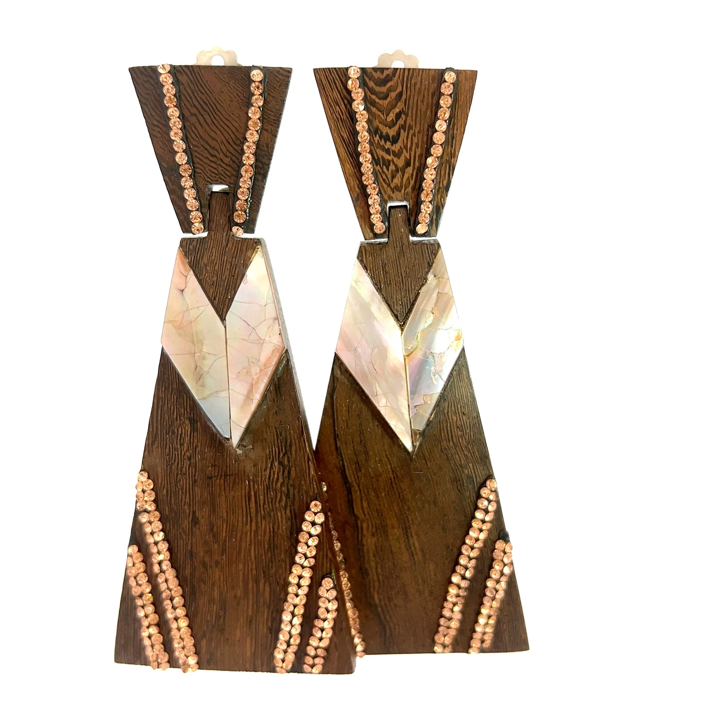 Mother Of Pearl Wooden Statement Clip On Earring - Born To Glam