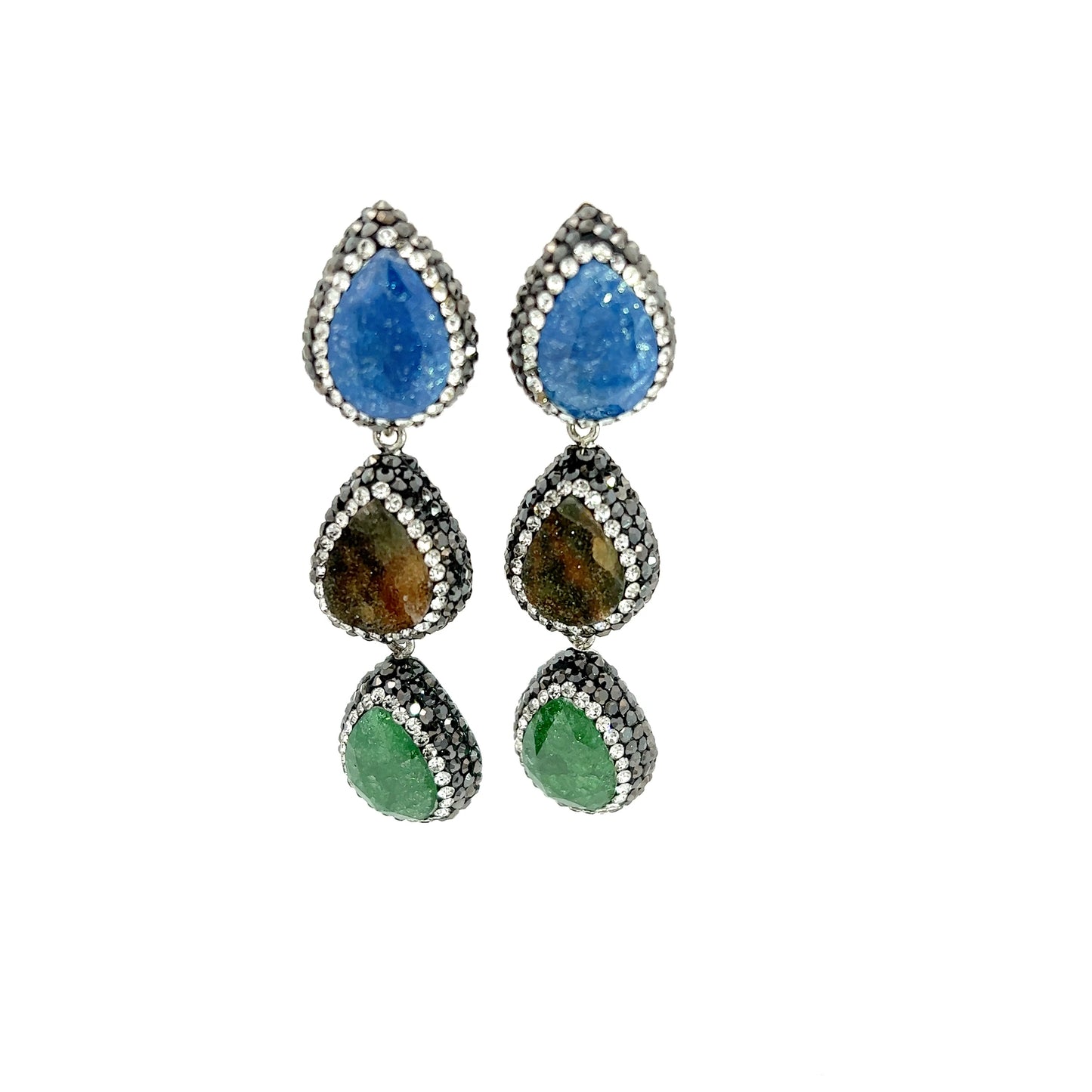 Load image into Gallery viewer, Blue Green Drop Earring - Born To Glam
