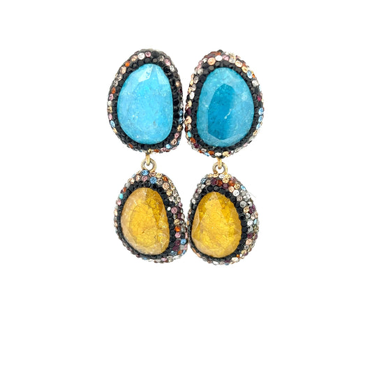 Turquoise Yellow Drop Earring - Born To Glam