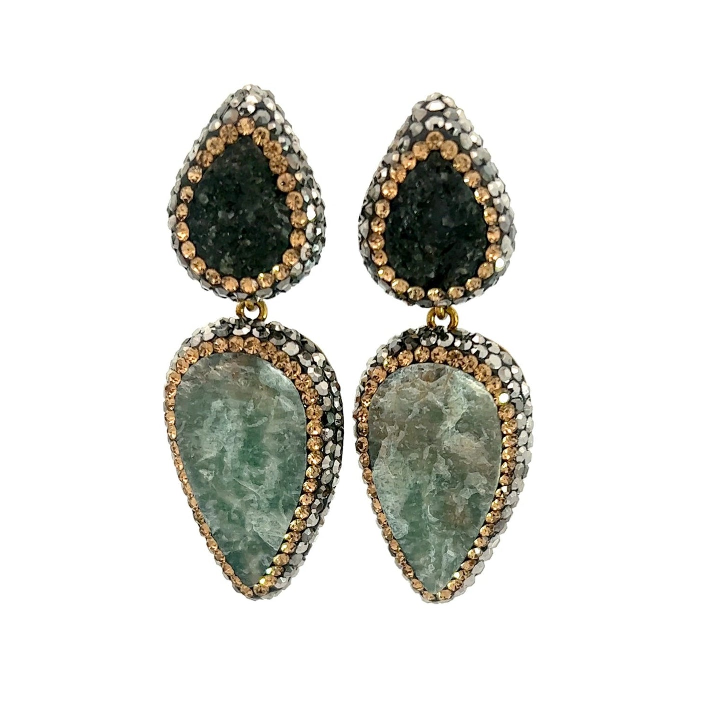Load image into Gallery viewer, Green Gemstone Teardrop Dangle Earring - Born To Glam
