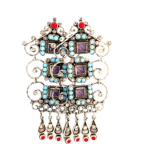 Load image into Gallery viewer, Large Sterling Silver and Amethyst Statement Earring - Born To Glam
