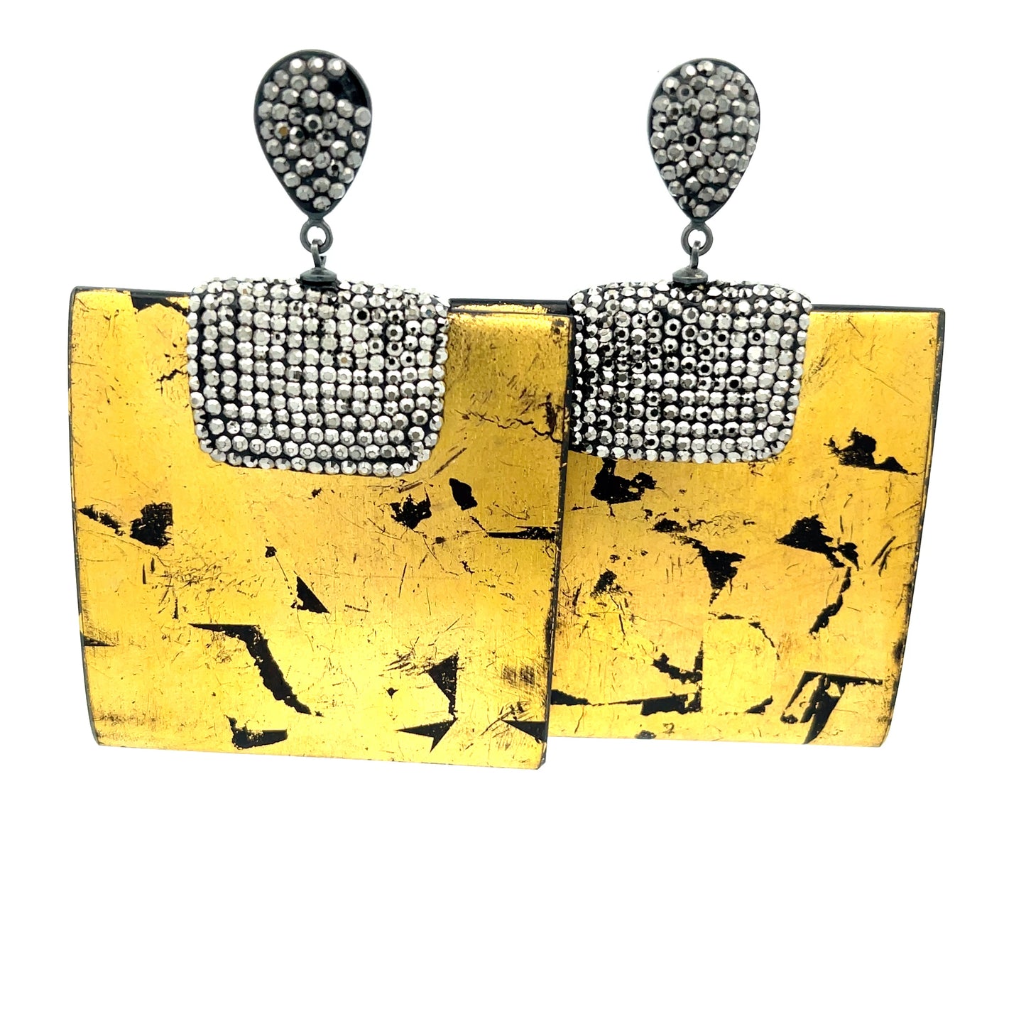 Gold Wooden Square Sterling Silver Earring - Born To Glam
