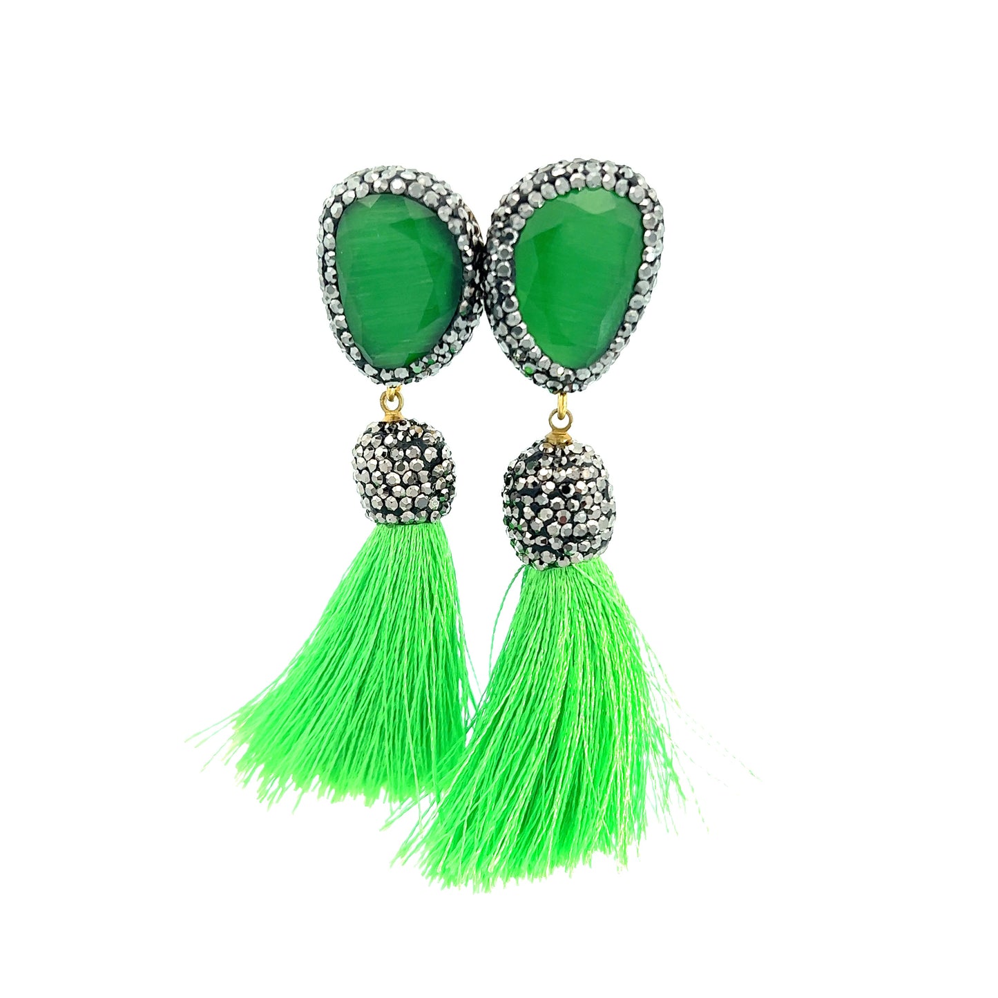Lime Green Tassel Earring - Born To Glam