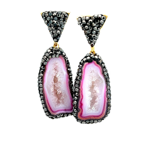 Pink Agate Drop Earring - Born To Glam