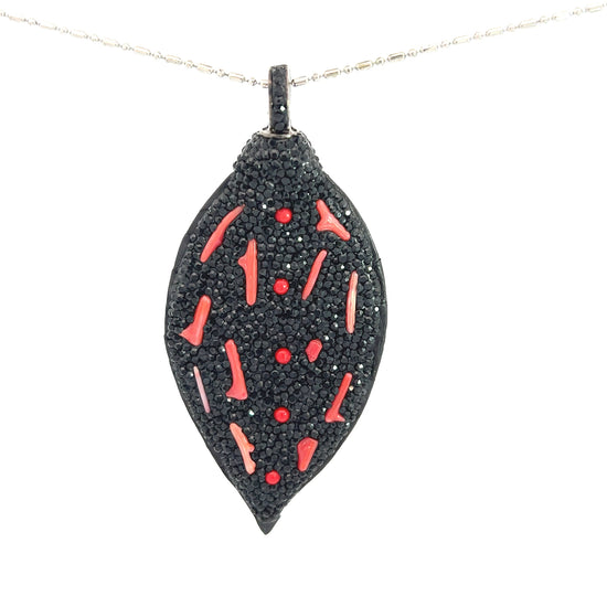 Load image into Gallery viewer, Black &amp;amp; Red Gemstone &amp;amp; Leather Pendant - Born To Glam
