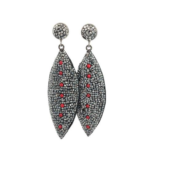 Silver Crystal and Coral Gemstone Earring - Born To Glam