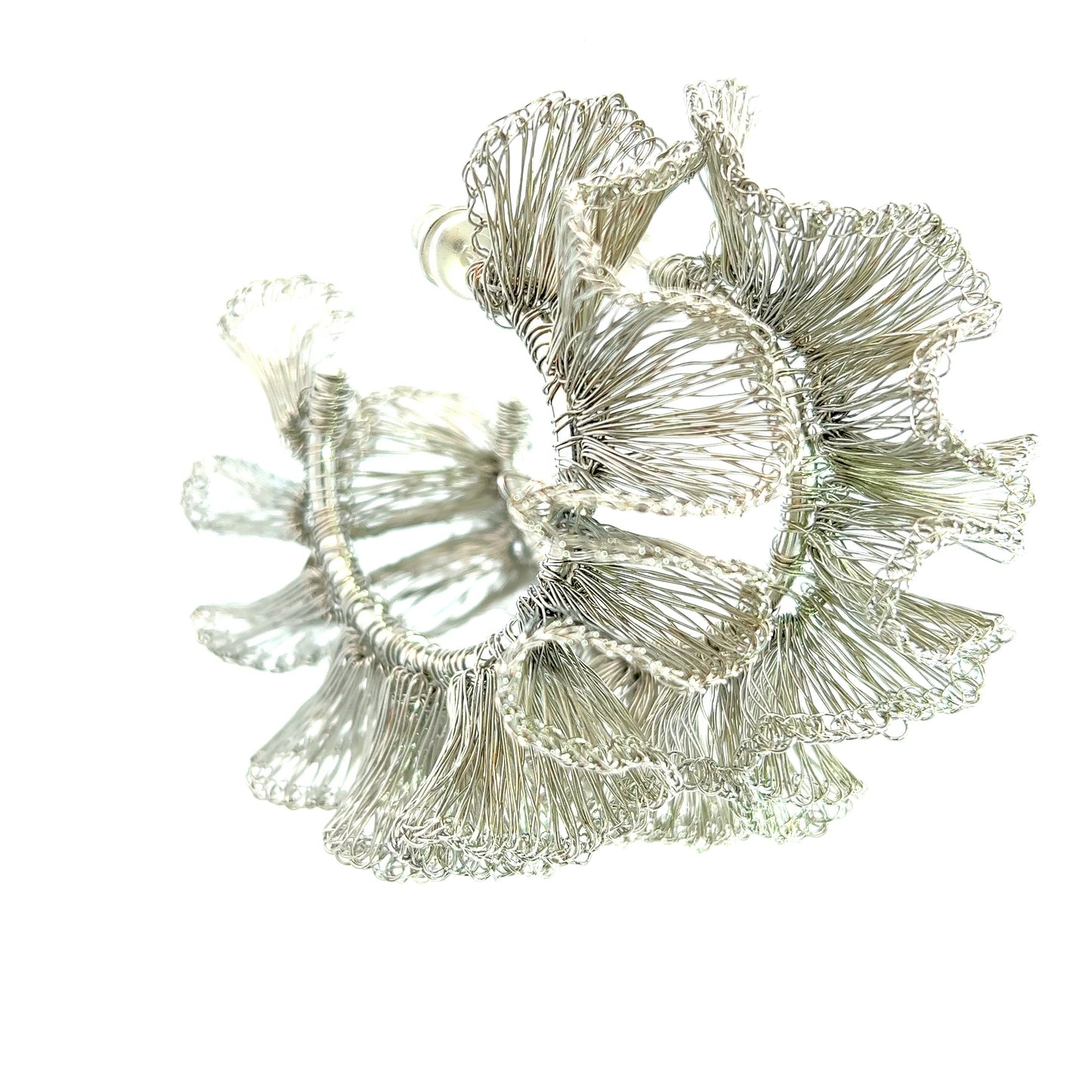 Large Silver Ruffle Statement Hoops - Born To Glam